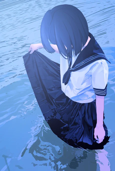 #私の世界観に触れて欲しい海と女の子 