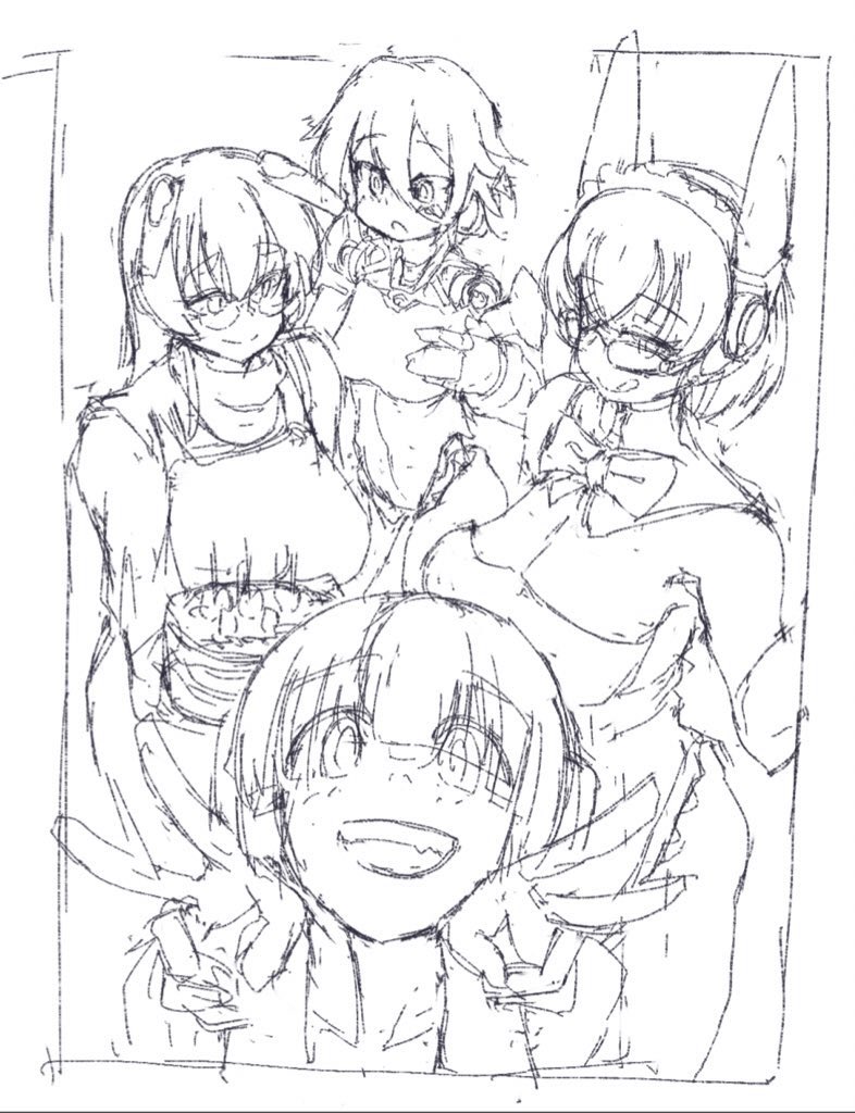 ここ半月にハピバが集中してたロボ娘描き相互さんのお祝い絵をコソコソと進めてる(一人サイボーグだけど! 