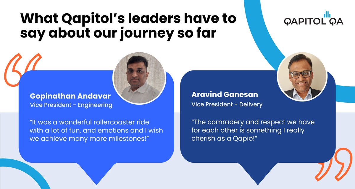 There were good times and there were challenges too. Despite it all, Qapitol made it through! Our Leaders are excited about us turning seven and are also ready for an exciting future ahead!

#7yearsofQapitol #QapitolTurns7 #QualityEngineering #Qapitol