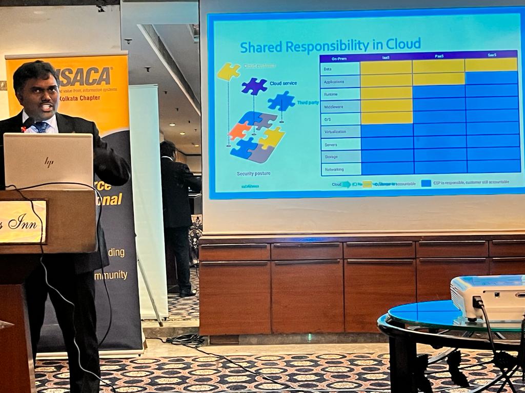 IsacaChapter's tweet photo. Thank you CA Narasimhan Elangovan, partner of KEN &amp; Co., and Sr. Advisor, Digital Security Services in Crowe Advisory Services LLP. for being our fifth speaker!

The central area of his speech is about #cloudauditing.

See more - https://t.co/blpnCjc52m

#IsacaKolkataUpdates https://t.co/j5lRwML6hs