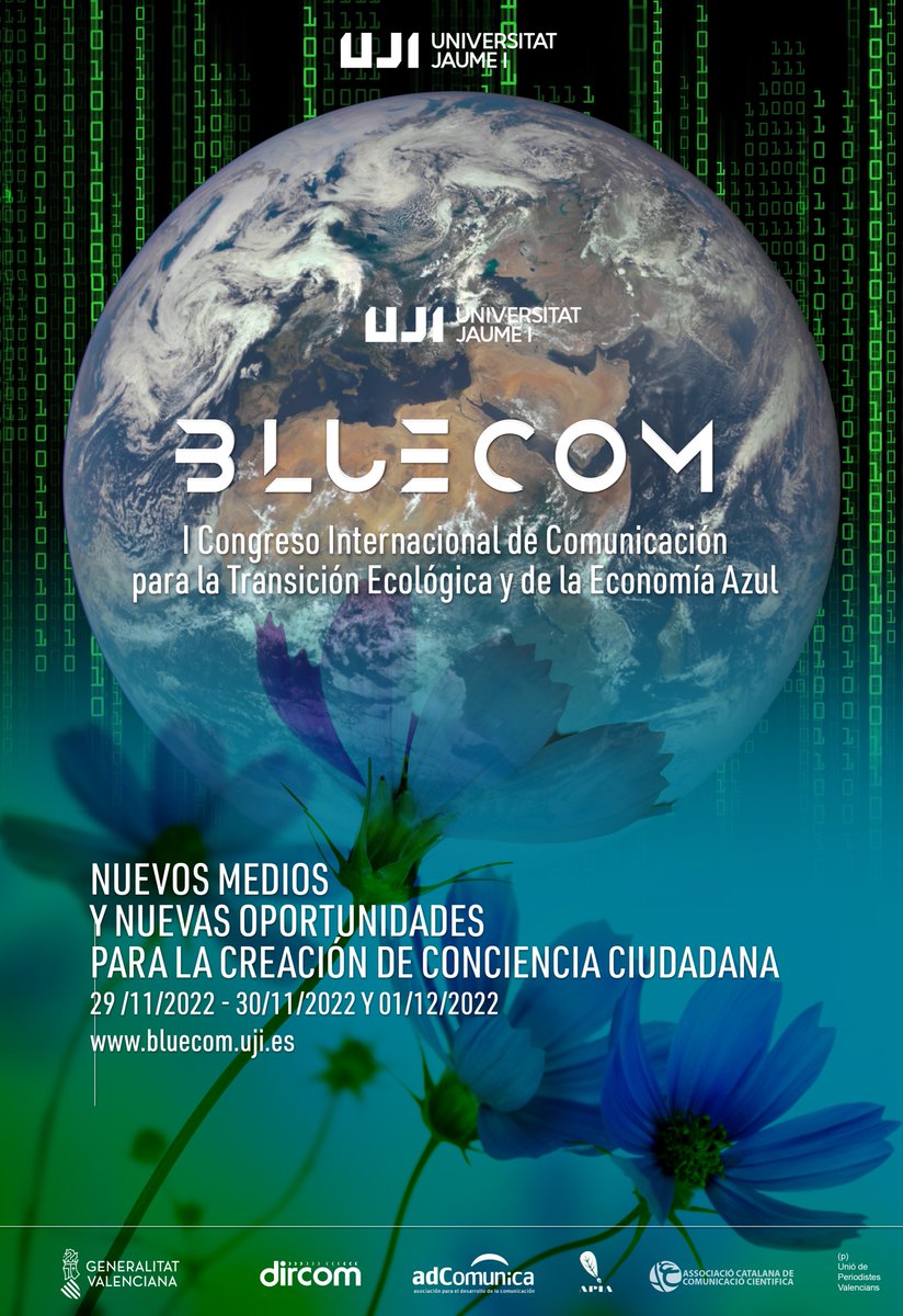 Más de 50 expertos analizarán en la UJI el papel clave de la comunicación en la transición ecológica. La semana próxima arrancamos bluecom.uji.es en 
<a href="/UJIuniversitat/">Universitat Jaume I</a> con <a href="/DircomSpain/">Dircom</a> <a href="/DircomCVM/">Dircom C.V. y R.M.</a> <a href="/APIA_es/">APIA</a> <a href="/adComunica_cs/">adComunica</a> <a href="/ACCC_/">Associació Catalana de Comunicació Científica</a> <a href="/unioperiodistes/">Unió de Periodistes</a>