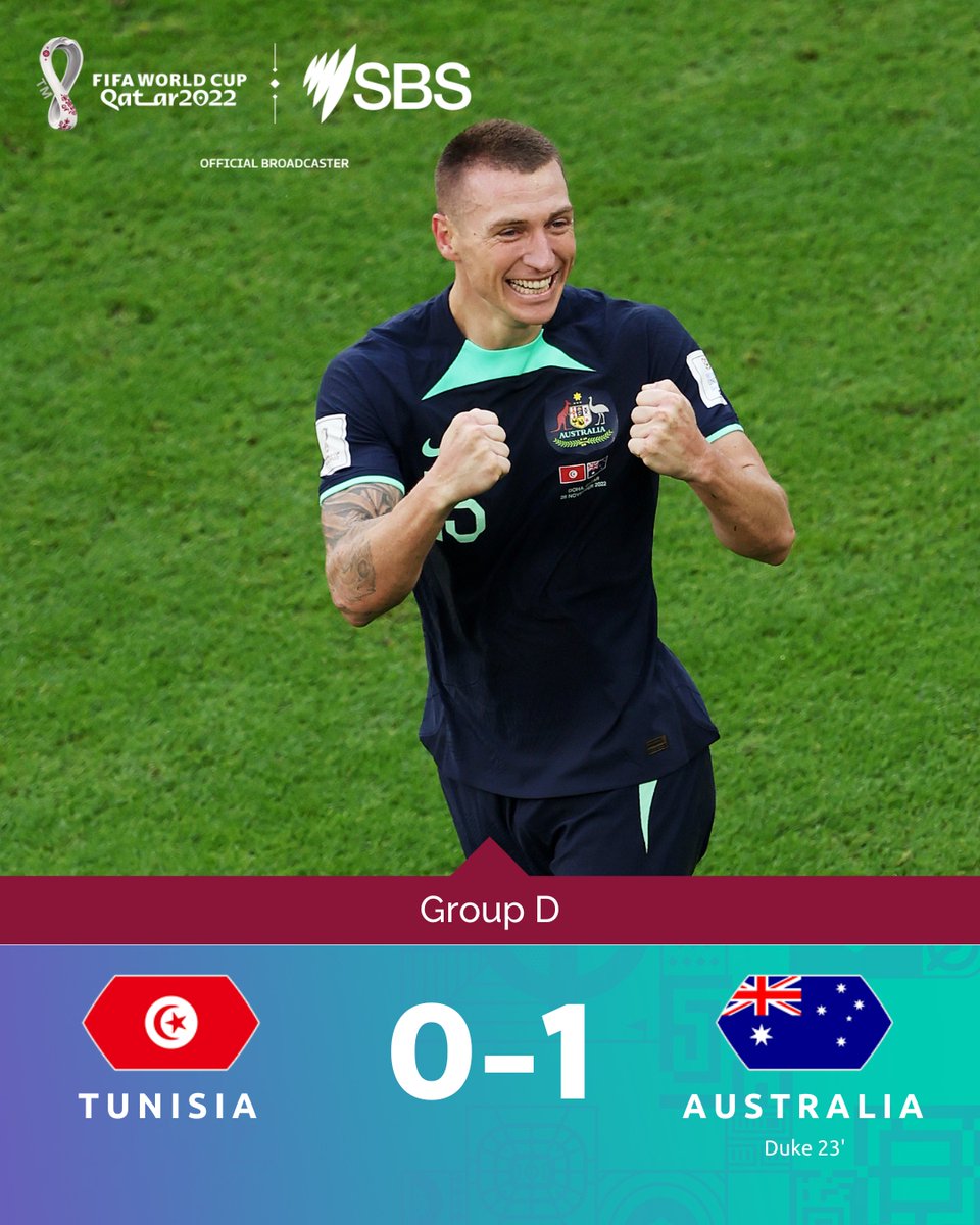 THEY'VE DONE IT!!!!! 💛💚

The <a href="/Socceroos/">CommBank Socceroos</a> win their first <a href="/FIFAWorldCup/">FIFA World Cup</a> match in 12 YEARS!

#FIFAWorldCup #SBSWorldCup #WeAllSpeakFootball