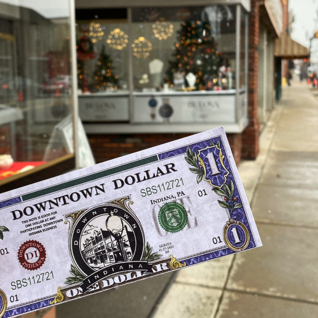 🛍️ It's Small Business Saturday in #DowntownIndiana 🛍️
Time to #shoplocal and earn those Downtown Dollars to spend at local businesses throughout the month of December.  A list of participating businesses is listed on the back of each dollar you earn on #SmallBusinessSaturday