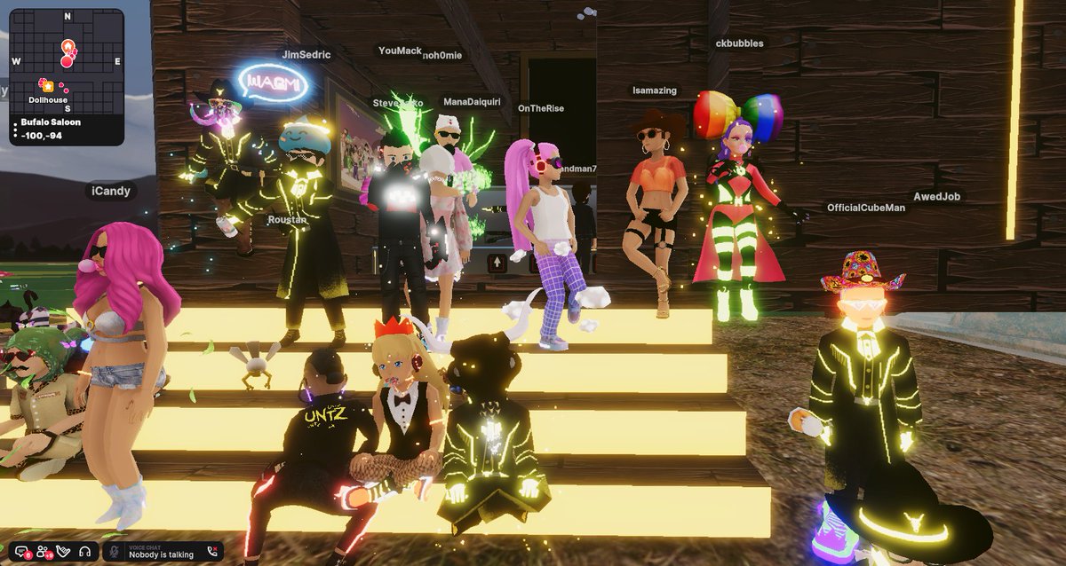 💃Here we go again fam 🕺

H-7 until we start our training on our way to be the ultimate metaverse line dance champ'! 

Get ready to dance in the saloon today, shine your shoes, It's "Honky Tonking" w/ <a href="/AwedJob/">AJ</a> at 8 PM UTC!

Event: events.decentraland.org/event/?id=e2bd… 

📸: <a href="/ABCDecentraland/">ABC Decentraland</a>