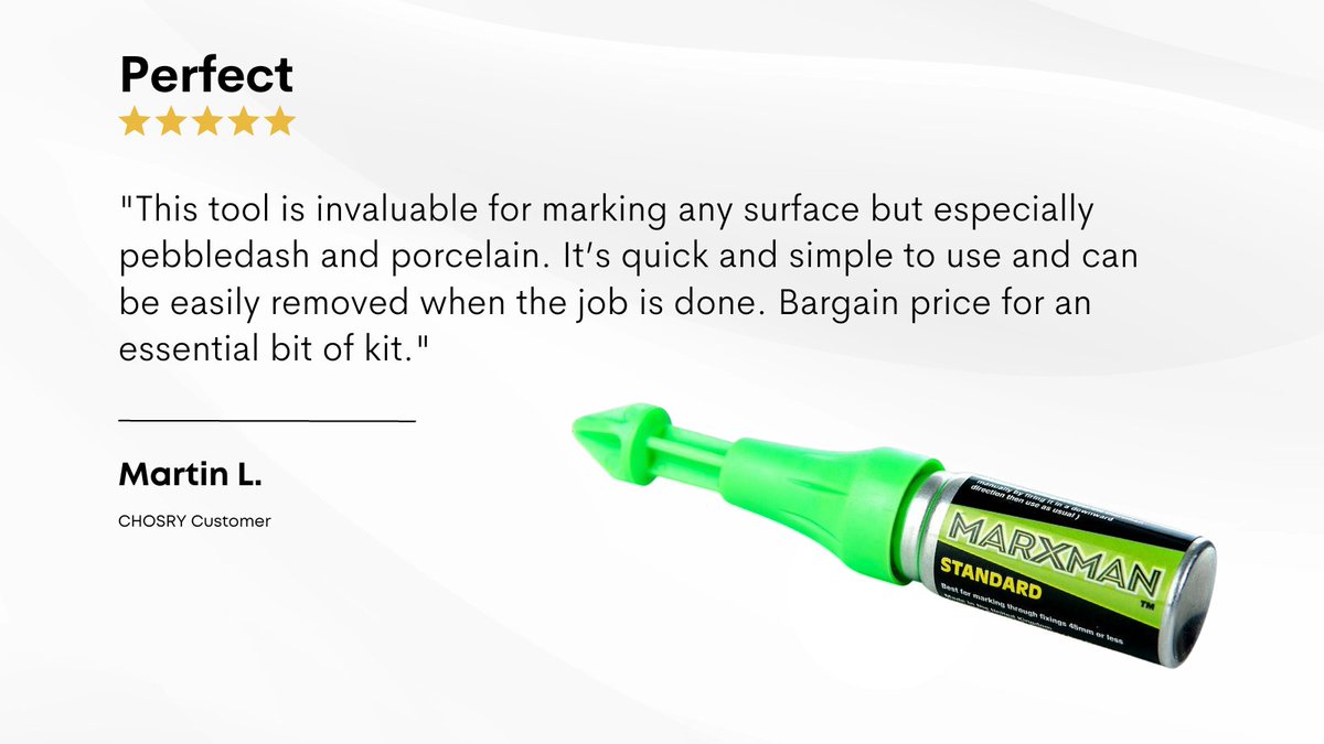 Grab the Marxman Standard Professional Marking Tool for just £4.99!

The Marxman Standard Professional Marking Tool has a unique design. With one push, it quickly, easily, and clearly marks almost any surface.
chosry.com/shop/ols/produ…