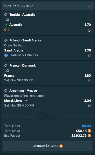 Stake's tweet photo. Hi Twitter,

I'm one leg through my multi. Still a long way to go.

Regards,
Kevin https://t.co/dhZa5cryMh