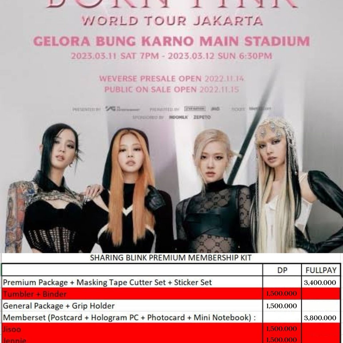 GengTwit's tweet photo. WTS !! WTS tiket Blackpink Born Pink Jakarta
(Alasan jual, pindah tangan karena jastip) VIP 
Minat DM 082138198576 
fadhilatul.aulla@gmail.com
💸 3.800.000. 

#BORNPINK #BLACKPINK #BLINK https://t.co/NFc3KM5wkz