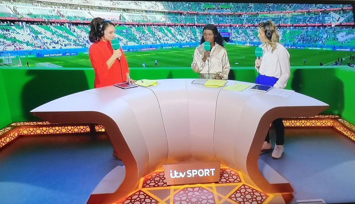 FakeMikeOLeary's tweet photo. If you are a male.  Don't be offended this is the norm now.
All women's panels on men's football
Player of the match not man of the match in a man game 
If this offends you you let this happen by not standing up to this crap #Worlds2022
#itv #stv #itvsport #WorldCup #WorldCup2022 https://t.co/opNQJuFzoL