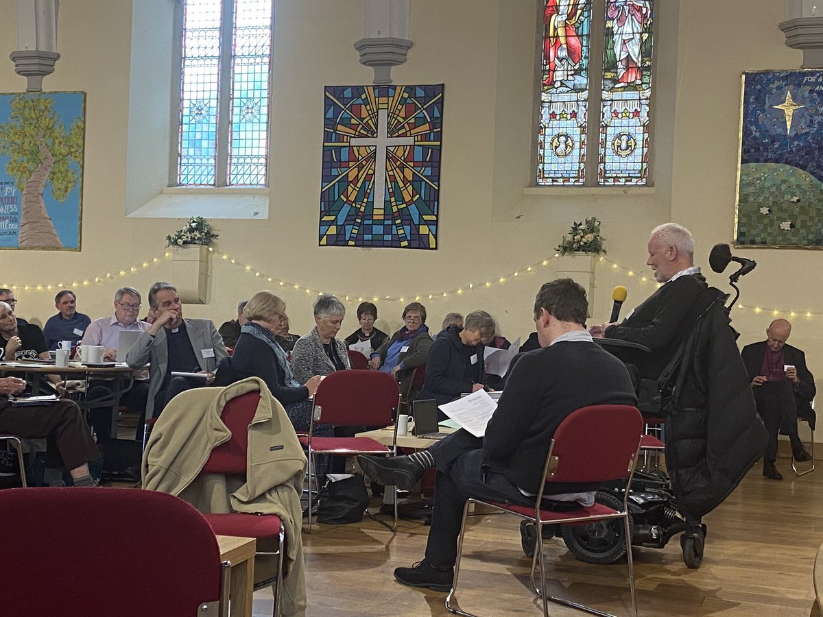 BathWells's tweet photo. Chair of the Diocesan Board of Finance Ian Theodoreson feeds back on the financial picture and the recent Finance Conversations that around 400 people from across the diocese come together to share their challenges, concerns and also what is working where they are. #DioSynod https://t.co/zIoa4lsuFJ