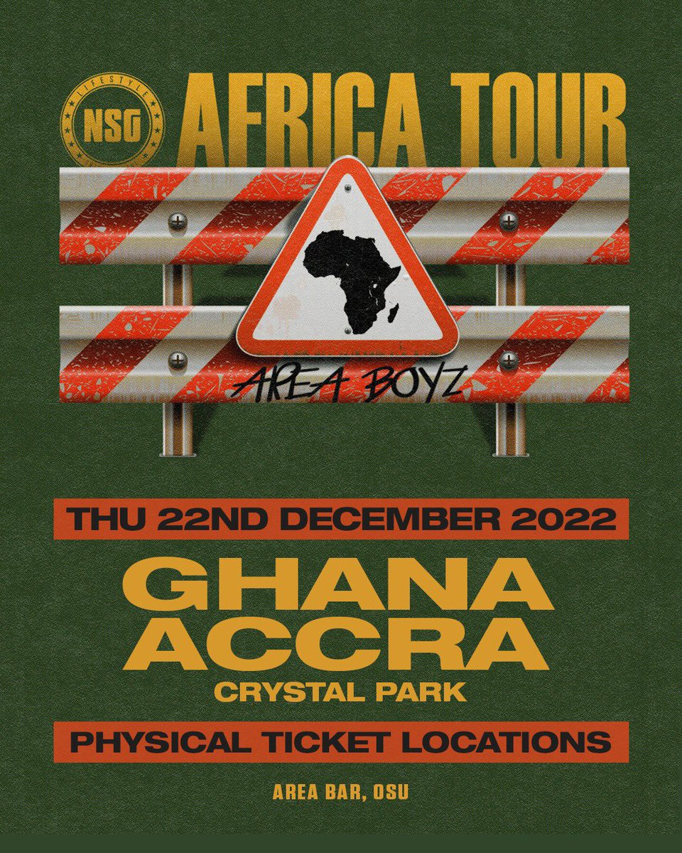 hyperactive_gh's tweet photo. WEEKEND UPDATE: Physical tickets for @NSG #ROADBLOCKAFRICATOUR out now | Details for purchasing below:
🎫: GHC 190 (GENERAL ADMISSION)
GHC 380 ( VIP ADMISSION)
📍: @TheAreaBar, Osu or contact us.
#stayhyperactive https://t.co/moMfCoyHac