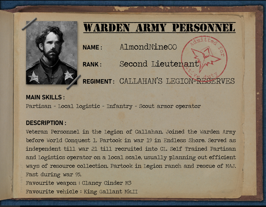 CallahansLegion's tweet photo. --- Declassified Document --- 
With regards to Almondnine00, he has distinguished himself with long service to CL  with one of his most notable honors being the Commando Cross. https://t.co/XoIzBpWRTR