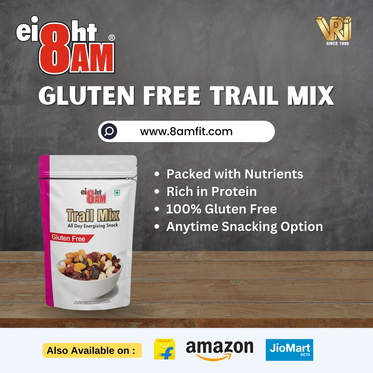 Packed with flavor and protein, this gluten free trail mix is a perfect nutritious snack any time of the day. Carry your pack while traveling or going to the gym.

Follow us on Facebook | Instagram | Twitter | LinkedIn | Snapchat - <a href="/8amfit/">8amfit</a>

..

#8am #fitness #gym