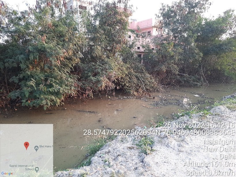 It becomes very difficult to breath for Sri Hans Nagar Colony people due to smell and gases released from this Najafgarh drain for the last few weeks. Kindly take immediate necessary action. <a href="/CMODelhi/">CMO Delhi</a> <a href="/IFC_Dpt/">I & FC Department (Delhi)</a>