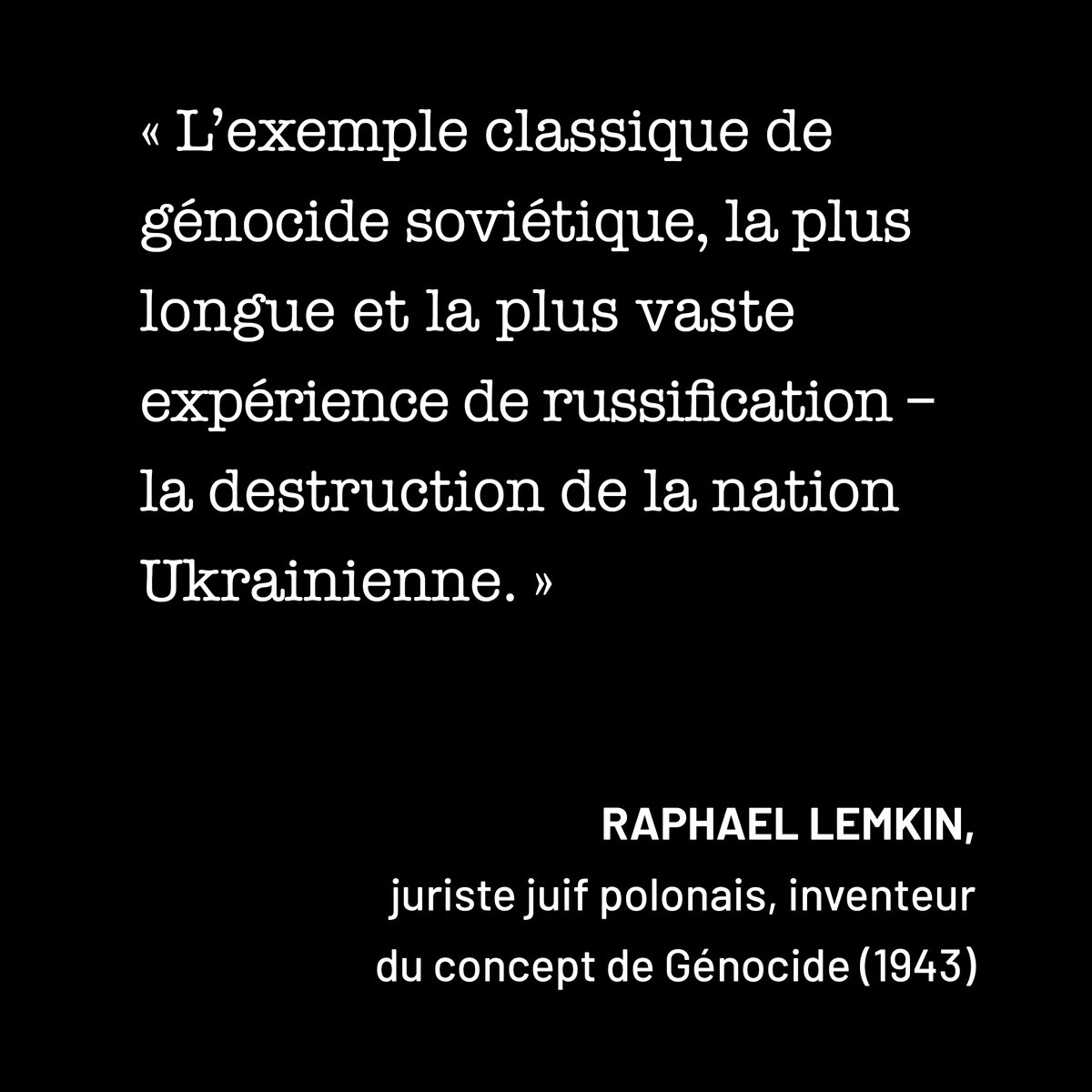 UkraineStand's tweet photo. Un mot sur le terme Génocide. 1943, Raphael Lemkin, un juriste juif Polonais, se lançait dans un combat pour faire reconnaître la notion de Génocide, adoptée en 1948 dans la Convention pour la prévention et la répression du crime de génocide. Voici ce qu'il disait sur l'Holodomor https://t.co/OyqxcKKFtq