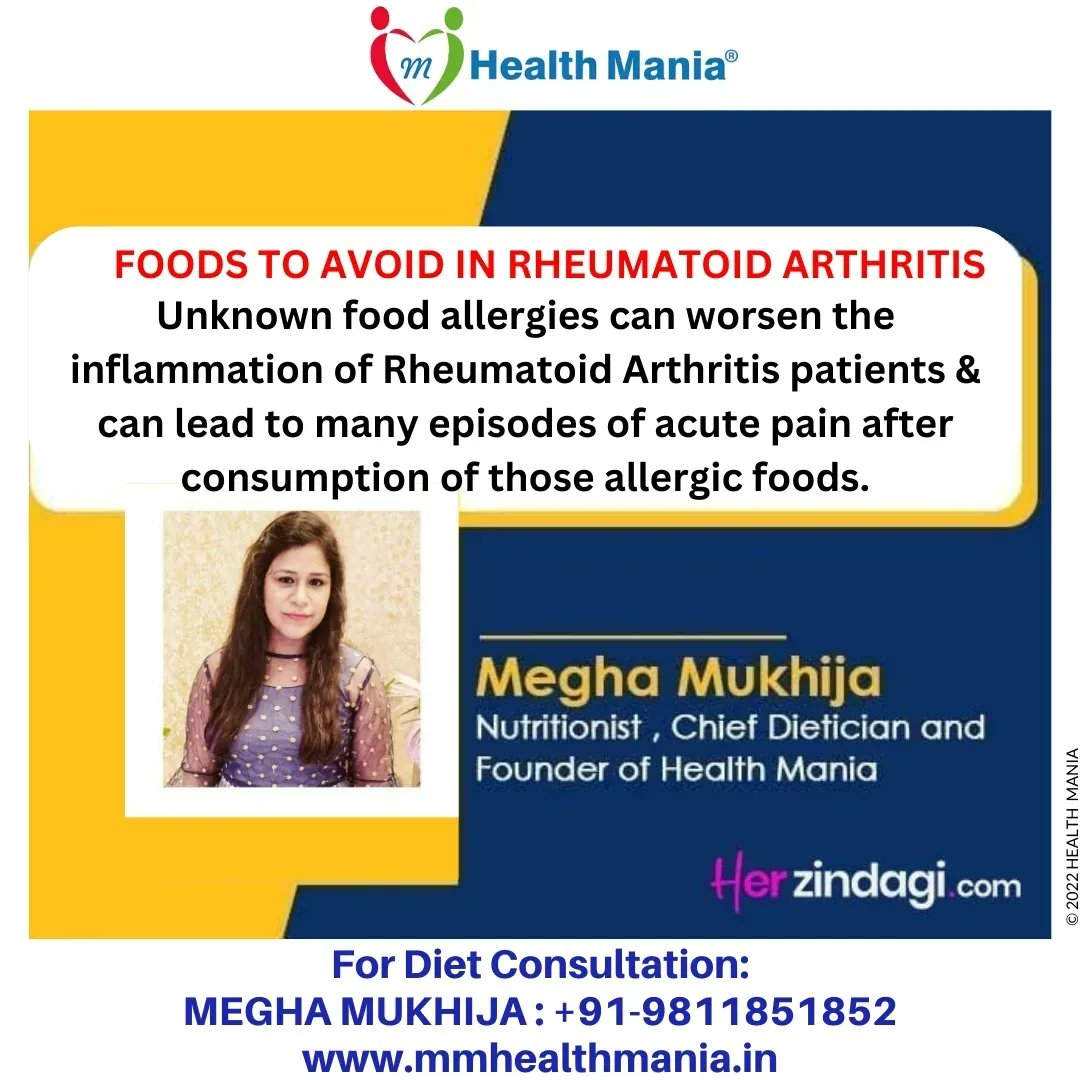 MMHealthMania's tweet photo. My #Article got Featured in #DainikJagran's E-Magazine, #HerZindagi
"#Foods to avoid in #RheumatoidArthritis"
 Click on the link to read:
https://t.co/GWCxBSxsWG

#MMHealthMania #HealthMania #Diet #Blogger #Health #lifestyle #FoodasMedicine #Dietitian #Nutritionist #MeghaMukhija https://t.co/O8DG6pFSbu