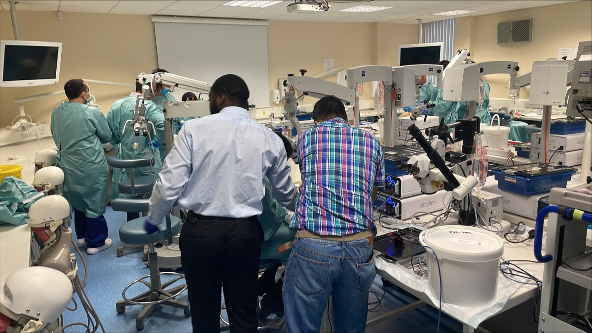 ICENICentre's tweet photo. Saturday morning session in full swing on @ICENICentre cadaveric skull course - 1st class #surgicaltraining with excellent faculty @Team_ESNEFT @SachinENT33 @KumarENT_LONDON @AShoakazemi
#ENT #ENTtraining #ESNEFT #medical #medicaltraining #Colchester #Ipswich https://t.co/uU2nRYMSXo