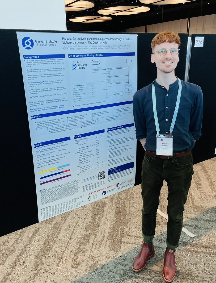 Lucas Mitchell (@lucasamitchell) on Twitter photo So great to present my poster about My Research Results and our pipeline for identifying secondary findings in healthy biobank participants! 𧬠<a href="/GCAustralasia/">Australasian Society of Genetic Counsellors (ASGC)</a> <a href="/MaryAnn76336276/">Mary-Anne Young</a> @amandawillis112 <a href="/GarvanInstitute/">Garvan Institute of Medical Research</a> #HGSA2022ASM So great to present my poster about My Research Results and our pipeline for identifying secondary findings in healthy biobank participants! 𧬠<a href="/GCAustralasia/">Australasian Society of Genetic Counsellors (ASGC)</a> <a href="/MaryAnn76336276/">Mary-Anne Young</a> @amandawillis112 <a href="/GarvanInstitute/">Garvan Institute of Medical Research</a> #HGSA2022ASM