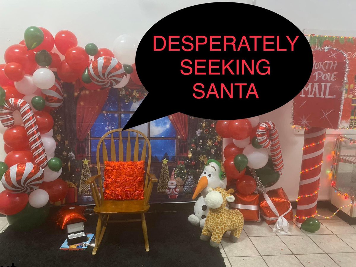 PIFNWI's tweet photo. Pray we find a Santa to help today and tomorrow and I don't have to tell kids that he's stuck at the North Pole and its Mrs Clause only. I'm so disappointed what is this world coming to when ppl wont donate their time to play Santa but they don't even want to get paid to do it https://t.co/AxgWnxmqV0