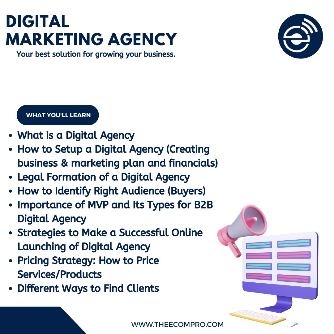 ecomprodotcom's tweet photo. Digital Agency Setup
Learn how to setup a successful digital agency from scratch and SOP’s to grow in the fast paced digital world.

Created by Ecommerce Pro https://t.co/LsB4pzskGy