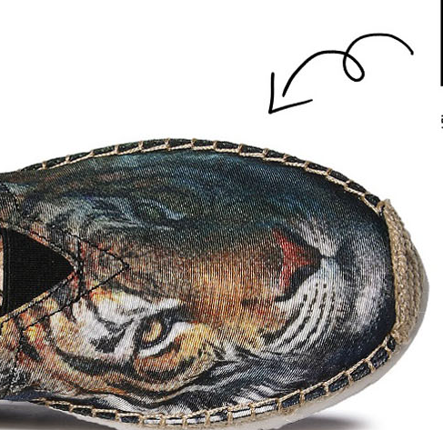 Tiger head fisherman shoes female thick bottom hundred new autumn and winter straw stirrups lazy canvas shoes