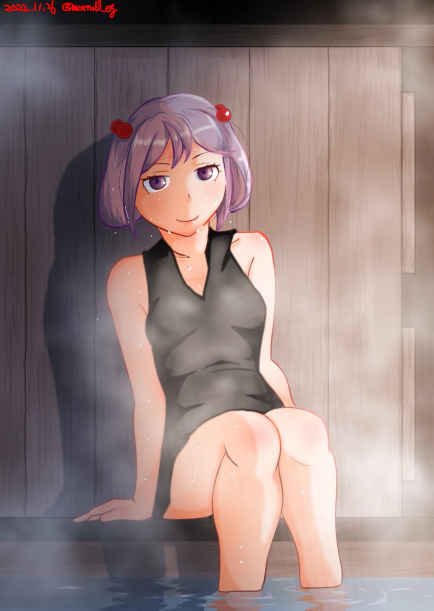 弊社漣「湯浴み着ってのがあるんですよご主人さま……(わるい顔で笑いながら)」 #いい風呂の日 