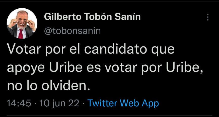 tavo2366's tweet photo. Tobón Sanín nos invita a no votar por él. https://t.co/XClYyJK8Z8