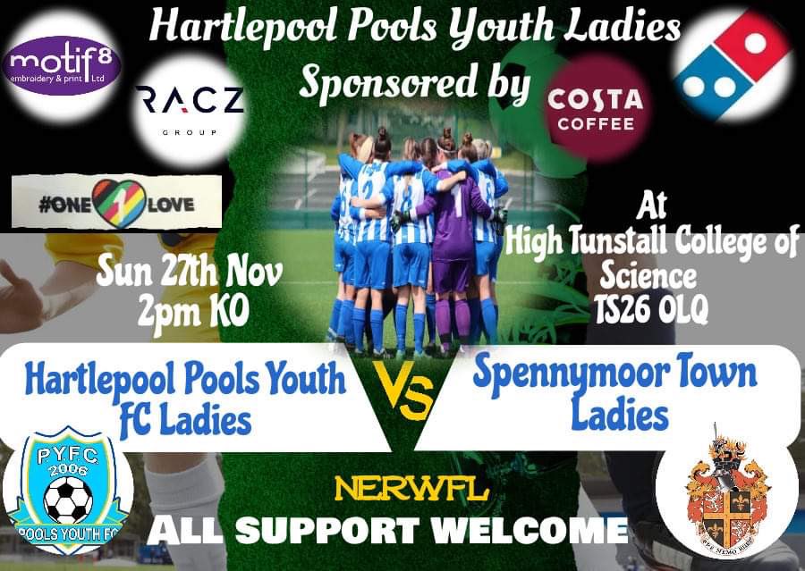 PoolsYouthGirls's tweet photo. Home game tomorrow against Spennymoor Town Ladies, as usual any support would be appreciated. https://t.co/gqUTcUGo4c