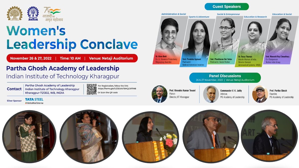 IITKgp's tweet photo. Some glimpses of the Women's Leadership Conclave conducted today by the Partho Ghosh Academy of Leadership @IITKgp
@EduMinOfIndia @dpradhanbjp @Drsubhassarkar @PMOIndia @thekiranbedi @phoolbasanbai @Premlata7summit
#PGAL #WomensLeadershipConclave #TheBackboneofSociety https://t.co/NyCfJPiHhQ