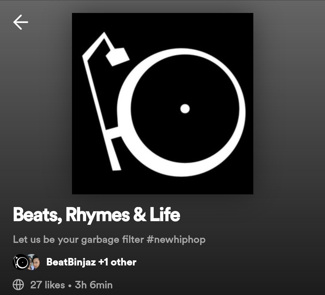 whatjsaid's tweet photo. Looking for something to listen too? 🎶 
Check out the @BeatBinjaz @Spotify playlist "Beats, Rhymes &amp; Life" 🎧

#NewMusic from @thepharcyde @freshkils @MURS @nas @Alchemist
@LTtheMonk @DJHoppa @TheDoppelgangaz @rasheedchappell @guiltysimpson + lots more

https://t.co/oUJciIUglI https://t.co/yHJX7PVs1s