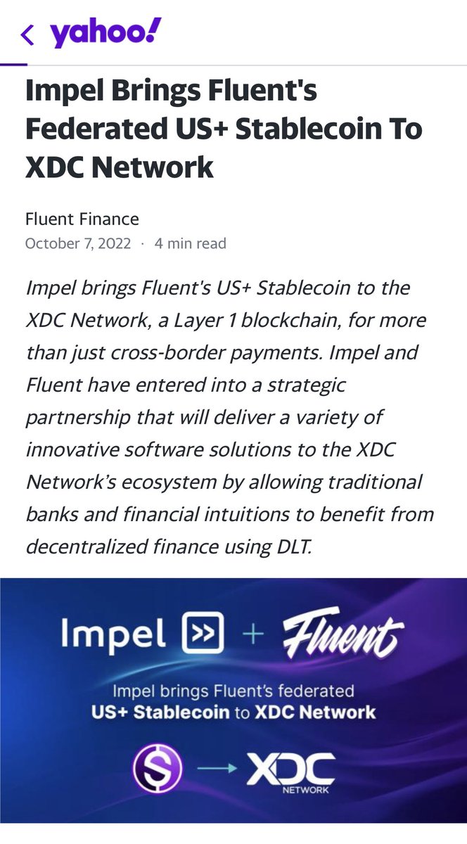 synergy0421's tweet photo. @troyswood @cowboycrypto313 @Impel_official @FluentDAO ✅#XDC🔥 #FluentDAO #US+#Stablecoin‼️ https://t.co/Wi6VDirEui