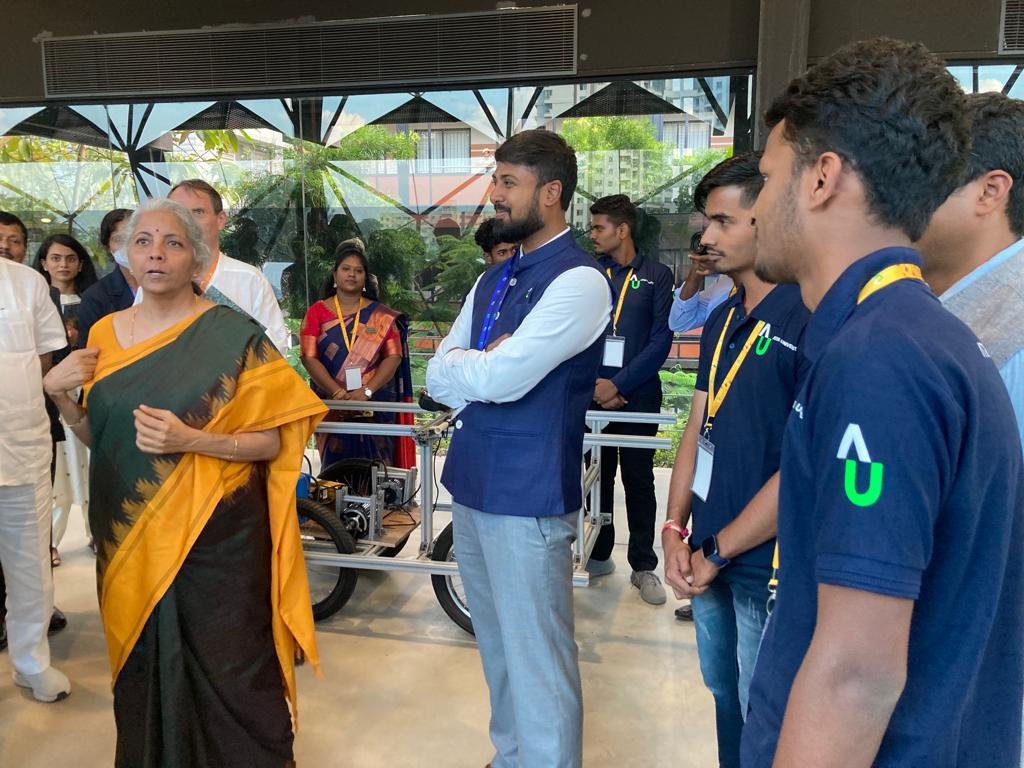 nsitharamanoffc's tweet photo. Smt @nsitharaman participates in Green Entrepreneur Townhall Q &amp; A Session during the 'Green Future Summit' and interacts with students and faculty at Atria University (@atriauniversity) in Bengaluru, Karnataka. https://t.co/v2rb6GtBVD