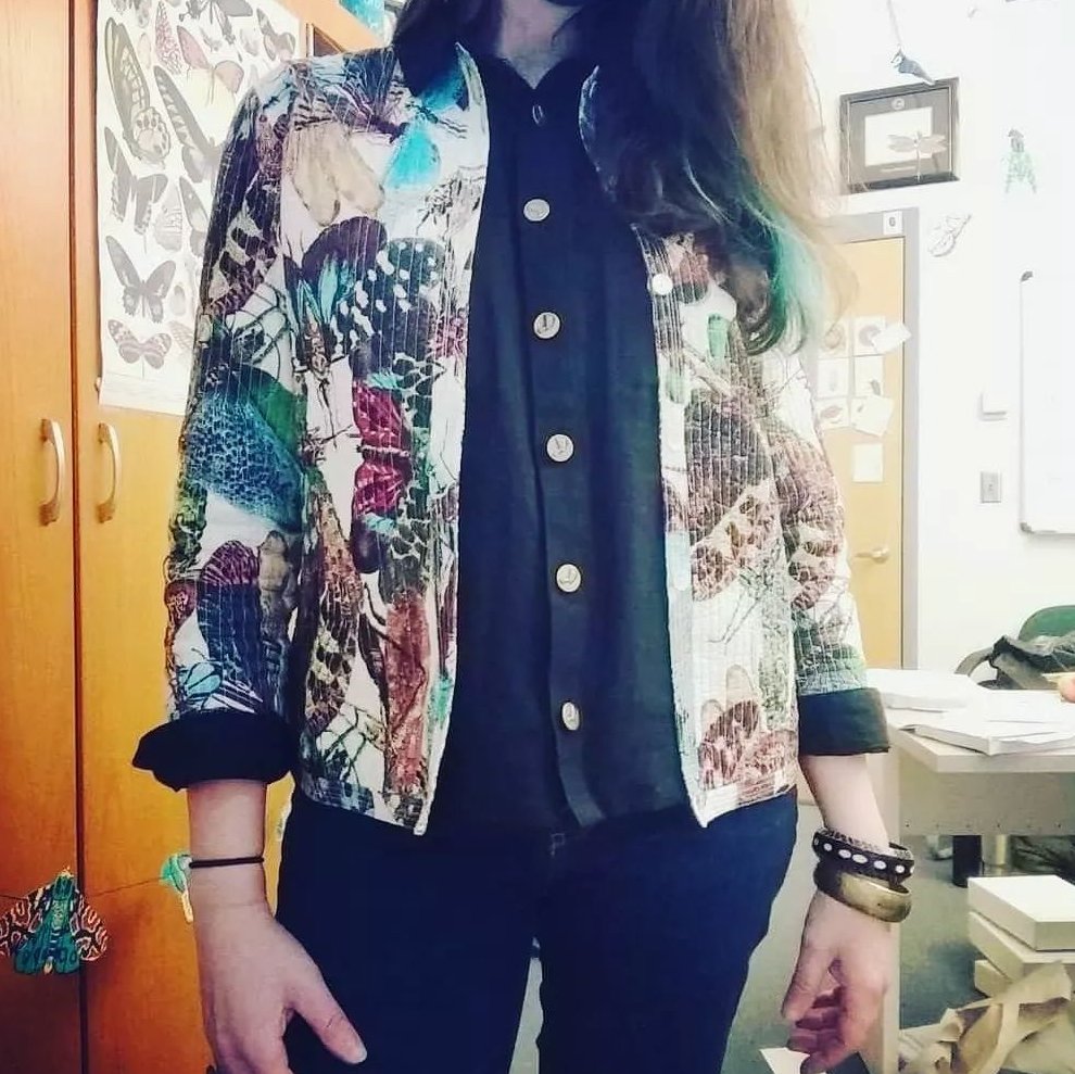 TBrosuis's tweet photo. Serious #entomofashion  Seguy art printed on fabric and made into a blazer/jacket. Magically discovered on eBay. No tags. https://t.co/wsVm01qvkz