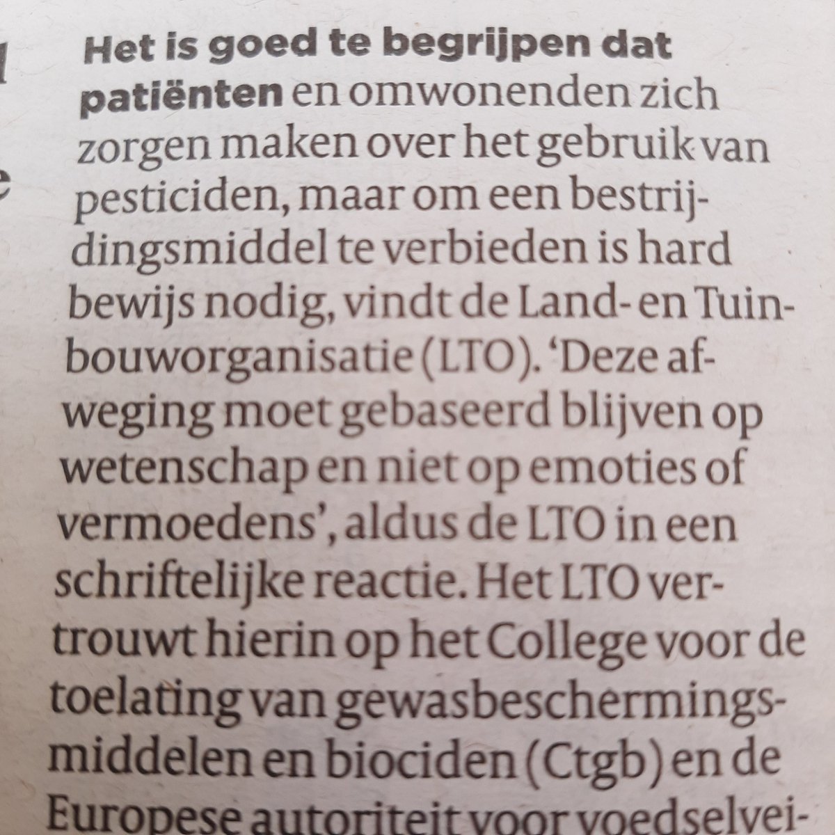 Hoe naief kan je zijn? Wachten op nog meer parkison gevallen?