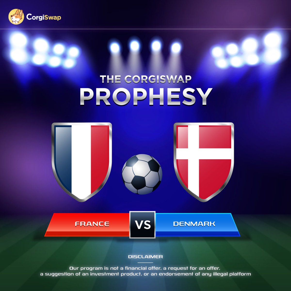 🔥 Who will be declared the winner: 🇫🇷 France or 🇩🇰 Denmark?

🚩Difficulties will pile up when the French team begins to meet strong opponents, Denmark
🧐What the final score?

🤘 Share your opinion of the score at 
corgiswap.org/worldcup

#CORGI #CORIS #Qatar2022 #FIFAWorldCup