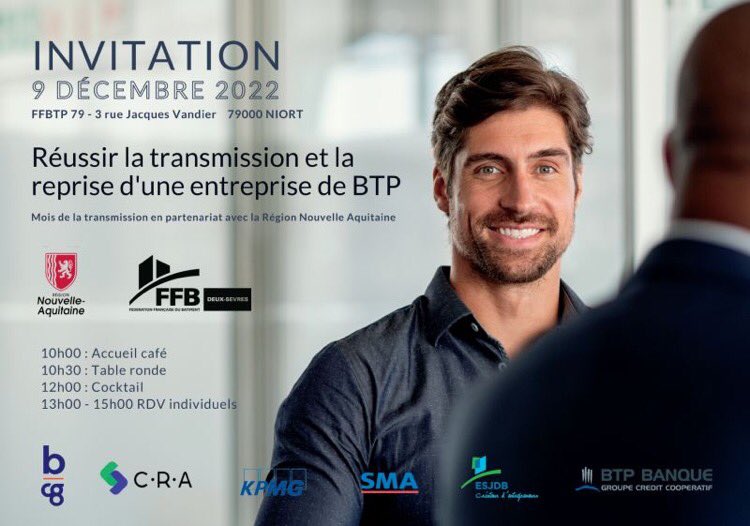 #repreneurs #entreprises #btp  sécurisez votre projet et informez vous le 9/12 à la Fédé du BTP 79 #niort. Gratuit sur inscription