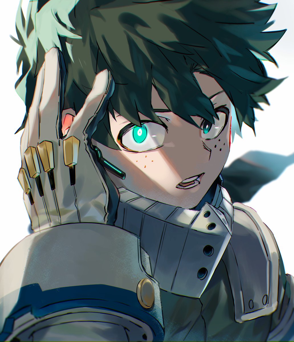 midoriya izuku 1boy male focus solo green hair freckles gloves green eyes  illustration images