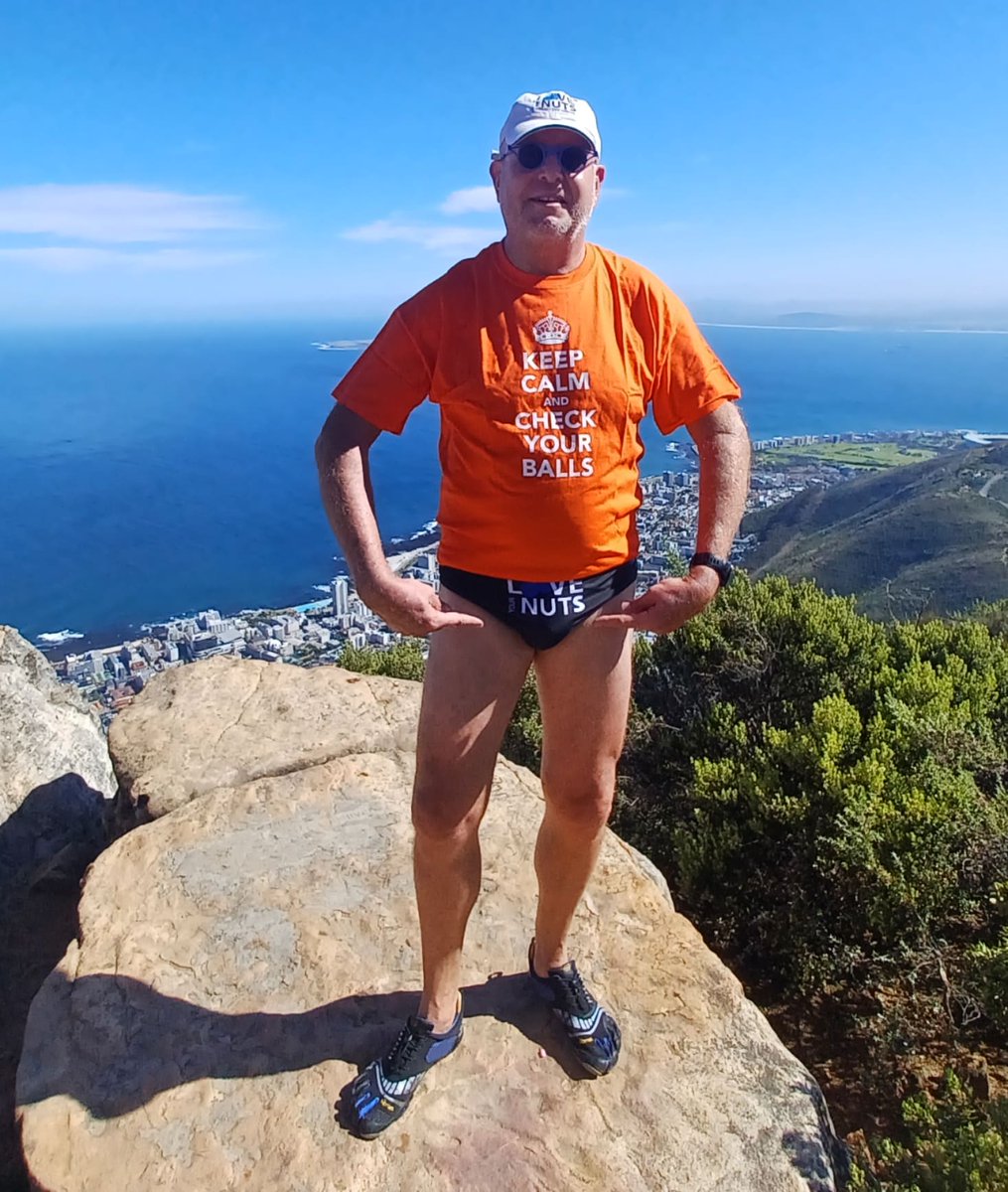 LoveYourNuts's tweet photo. To keep our #TesticleTwinning with our partner charity @ItsInTheBag going I took their T-shirt up Lion's Head again. This is where it started: Lion's Head,Cape Town &amp; they on Bristol's Suspension Bridge raising #gloBALL awareness for #testicular #cancer in our merchandise mix. https://t.co/6RzGLB2CEl