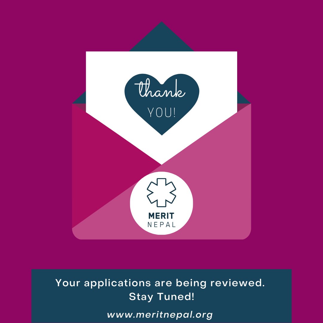 We’re thankful to everyone for your application to be a part of our amazing team. 

All shortlisted candidates will get an email by today. Stay Tuned! 

#MeritOpportunities #Act4Impact #MeritNepal #MeritMembership