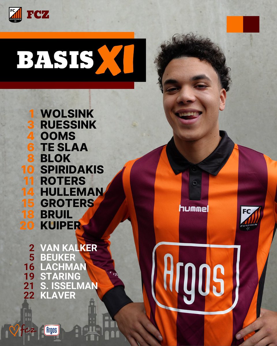 fc_zutphen's tweet photo. Opstelling FC Zutphen voor de thuiswedstrijd tegen Sp Brummen. Aftrap 15.00 uur ⚽️
Kom op boys 🟧🟥
#fczutphen #onzeclub #oranjerood #fcz #zutphen #opstelling #lineup #basis #basiself https://t.co/oGq4XZHH5s
