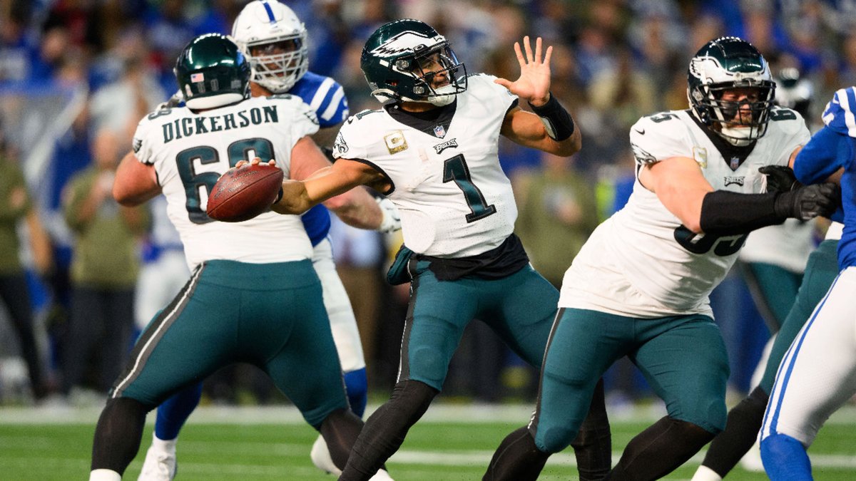 Jalen Hurts advanced passing ranks: 

- Deep Ball Comp %: #3 (51.9)
- Clean Pocket Comp %: #1 (78.1) 
- True Comp %: #6 (73.3)

#Eagles