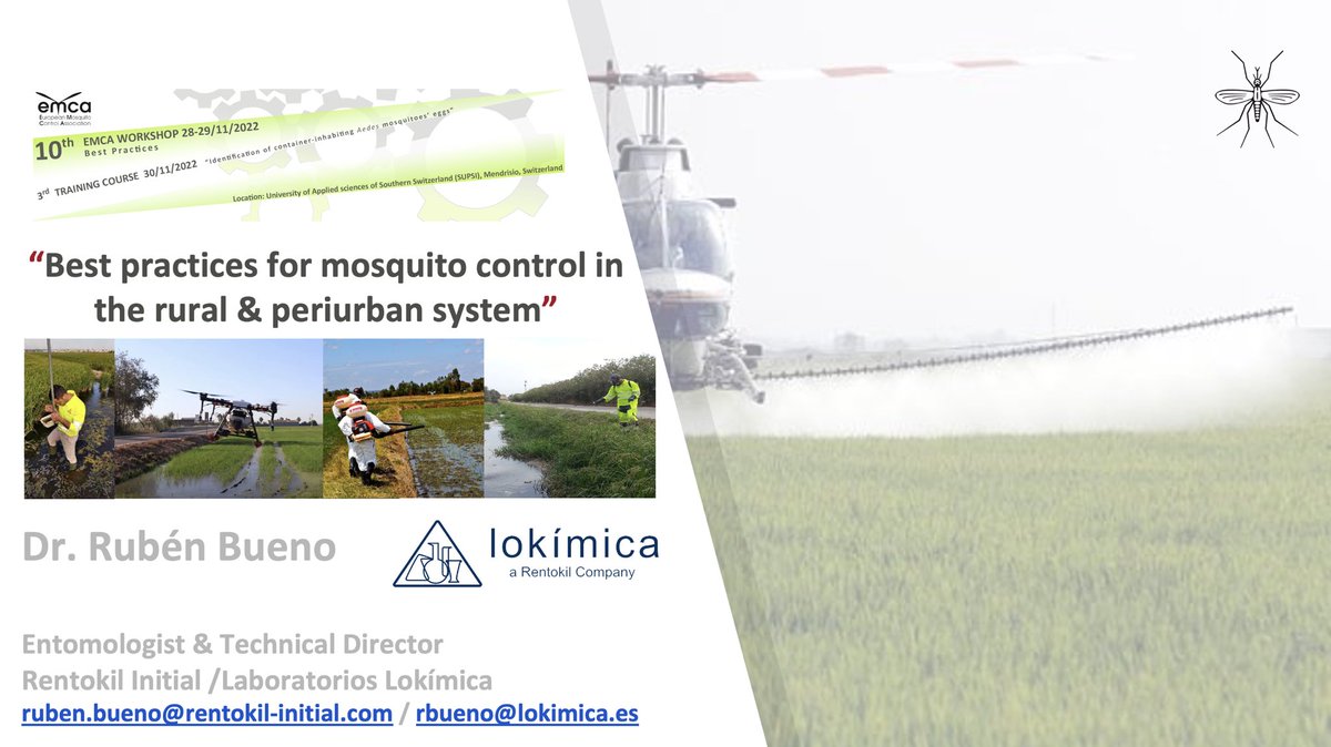 🦟 Plan for the next week: attend the #EMCAWorkshop2022 and coordinate the Working Group on “Best Practices for #MosquitoControl in the rural & periurban system”  🚁 
#VectorManagement #PestControl #RiceFields #WestNileVirus @emcatweets @lokimica