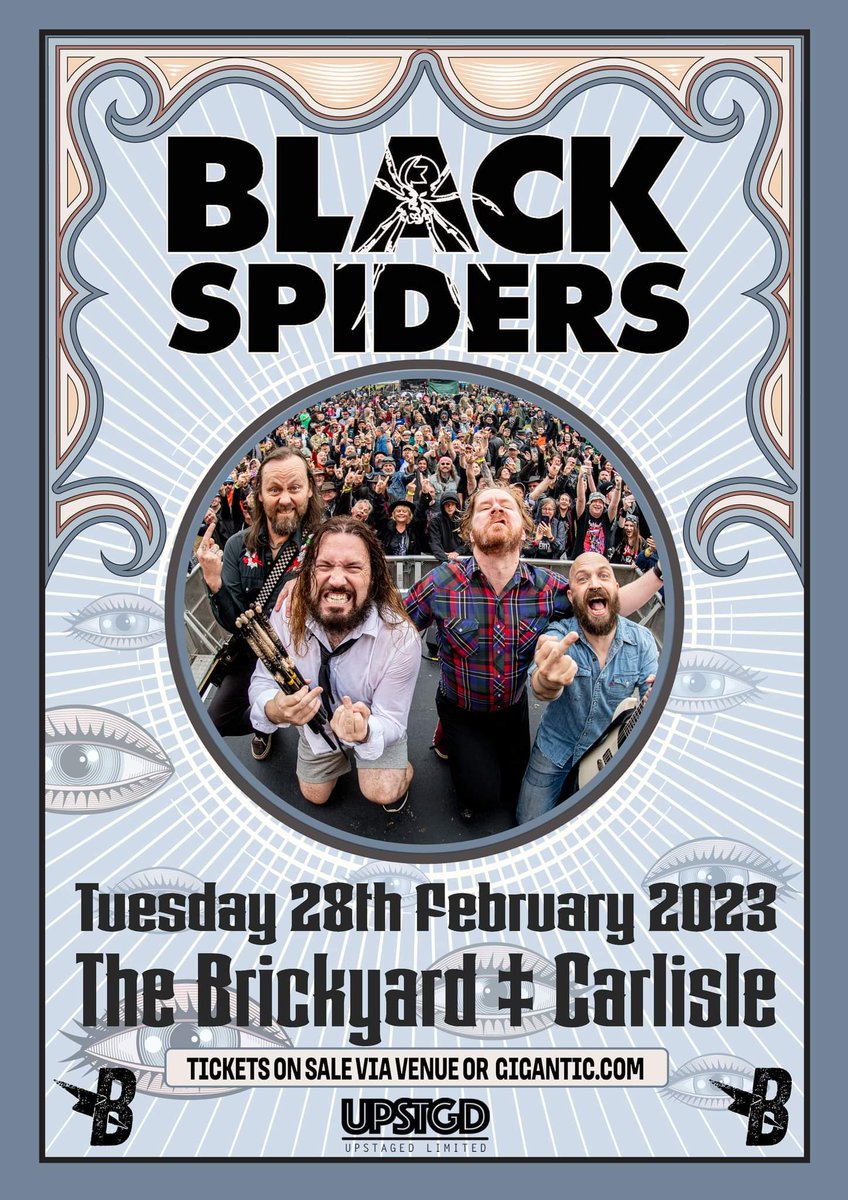 Heavy Rock fans in Cumbria are in for a treat now that @black_spiders have included @The_Brickyard #Carlisle Supports TBA soon. Tickets on sale now & selling quick. @seetickets @Gigantic #rockgig #Rockmusic #stonerrock #blackspiders #CumbriaRocks #tickets