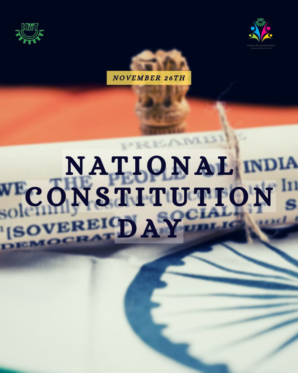 CSA_ksol's tweet photo. THE CONSTITUTION DAY ‘SAMVIDHAN DIVAS’
NOVEMBER 26
The National Law Day also known as 'Samvidhan Divas' is celebrated on November 26 every year since 2015 to commemorate the formal adoption of the Constitution of India. https://t.co/DAEKGUnf0g