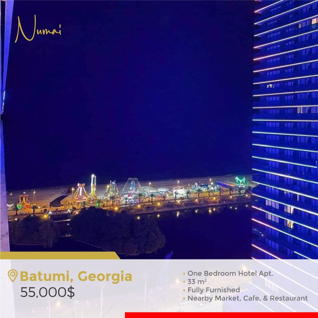 Experience the luxury of your own hotel-apartment in Batumi, Georgia. Own a 33 m² apartment with 1 bedroom fully furnished, sea view and nearby the market, cafe and restaurant.

REF#: NM-GEB-11-1

#NumaiRealEstate #RealEstate #Investment #LuxuryProperties #Eliteliving #Georgia