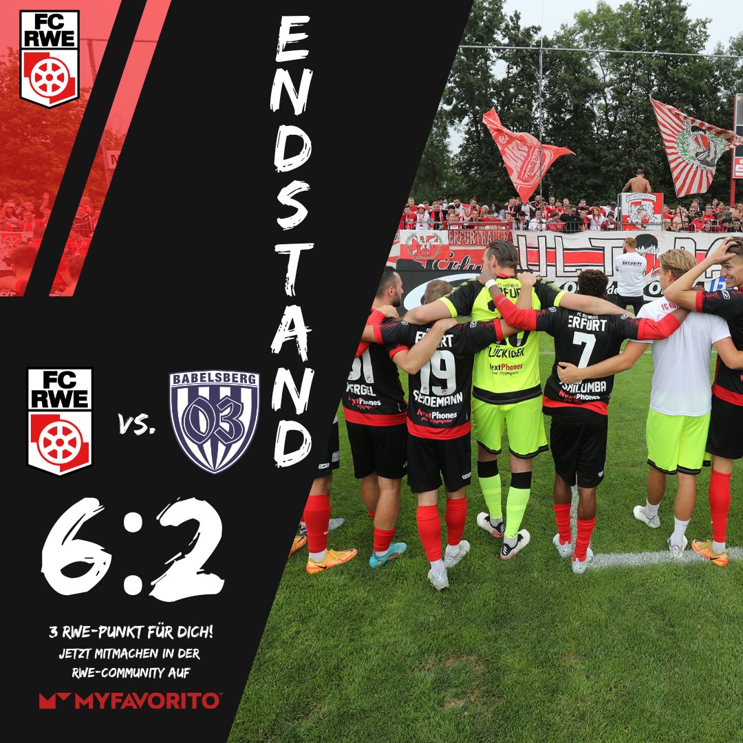 ROTWEISSERFURT's tweet photo. Was für ein Spiel! Starke Leistung, Männer! 🔴⚪️
________
⏱ 90. I #RWESVB 6:2 I #FCRWE https://t.co/c2sn7XxztO