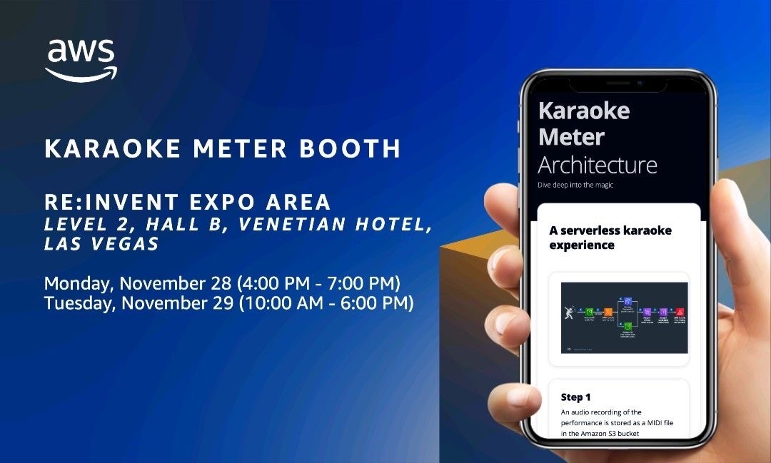 mikeapted's tweet photo. If this strikes a CHORD with you come learn about #serverless and karaoke with Luca and team at the #buildersfair during #reinvent2022. In the main Expo Hall! #AWS https://t.co/HlivjPOKMb https://t.co/DFMiKvxQcv