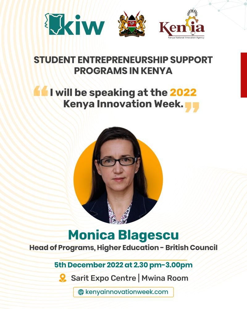 tomwansa's tweet photo. @BlagescuMonica leads efforts of @BritishCouncil in #Kenya to amplify #Student-Led innovations. @KENIAupdates will work more closely with the Council to inject more energy into #Enterpreneural potential of Universities and TVETs. See you at #KIW2022. https://t.co/bHkCvN1tbc https://t.co/4foF2ii6GQ