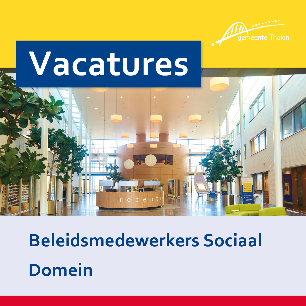 💼 Voor het sociaal domein zoeken we twee nieuwe collega's:

- Beleidsmedewerker cultuur en preventie
- Beleidsmedewerker Participatiewet, schuldhulpverlening, inburgering en asielbeleid
 
🕚 32 uur per week
✍️ Meer weten of solliciteren? bit.ly/3h2XvhK