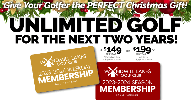 windmilllakesgc's tweet photo. Golfer on your Christmas list? UNLIMITED GOLF at Windmill Lakes is the PERFECT Christmas Gift!
