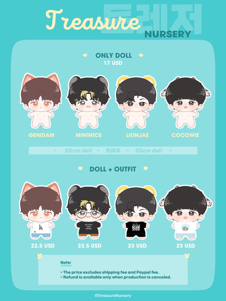 TeeKONed02's tweet photo. [🇲🇾 GO | HELP RT]

#TREASURE : Yedam, Mashiho, Jaehyuk, Junghwan dolls by @TreasureNursery 

Price:
1) Doll only - RM85
2) Doll + outfit - RM115

📌 2nd payment needed
📌 will get freebies from me

Due date: 30/12

DM to ORDER! 🥰

#TeeKONed02GO https://t.co/6zSrPP7hDD